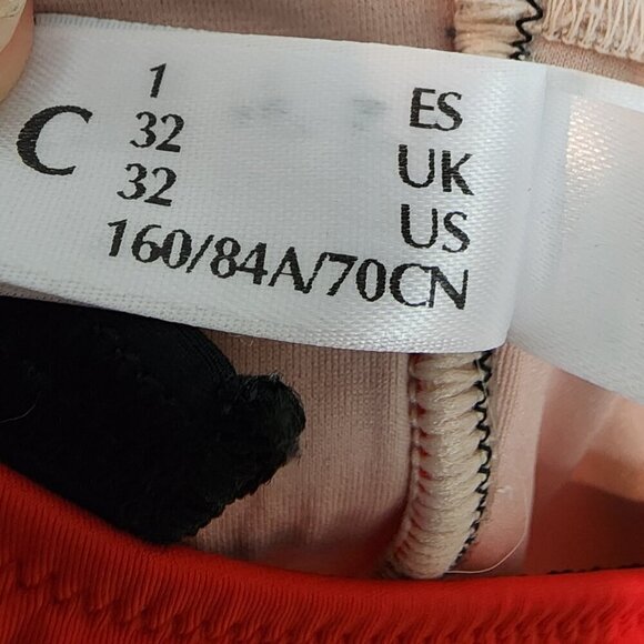 La Perla Underwire One Piece Swimsuit Red Pink Black Mesh Chevron Swimsuit 32C - Picture 9 of 14